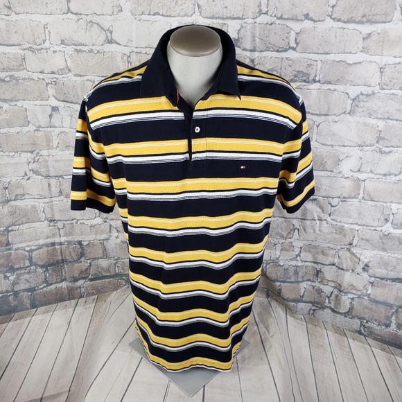 Tommy Hilfiger Other - Tommy Hilfiger Polo Shirt Navy Yellow Stripe XL